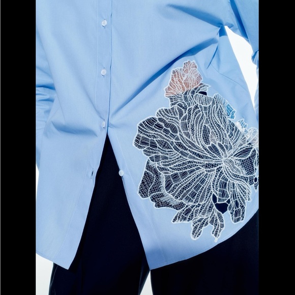 EMBROIDERED FLOWER POPLIN SHIRT - Picture 4 of 11